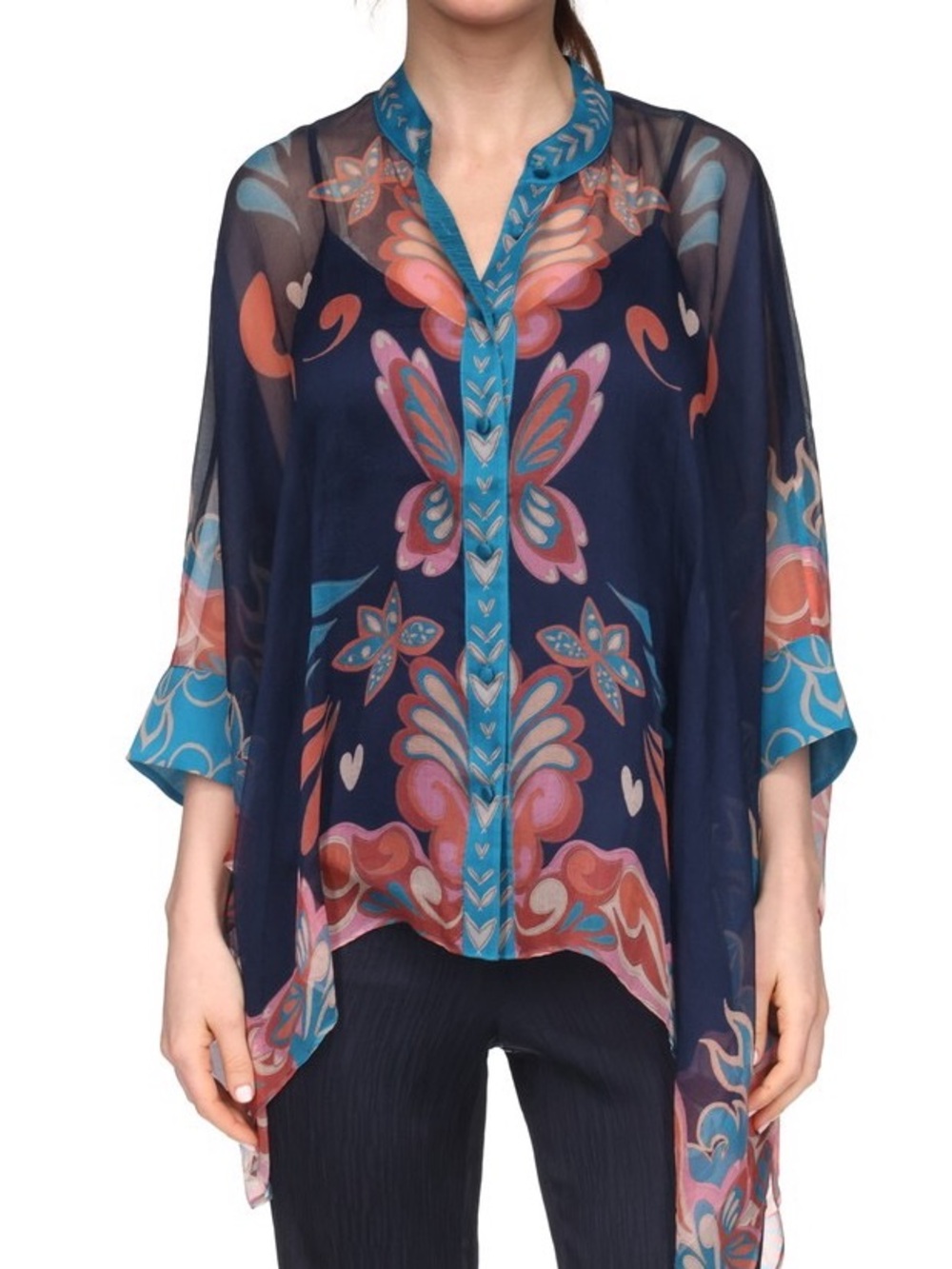 Jade by Johnny Was Katia oversized Silk Blouse - Picture 3 of 9